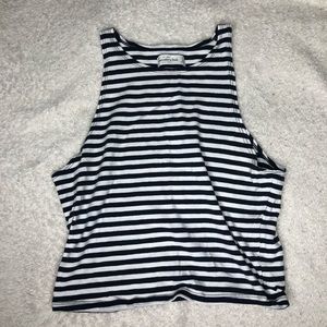 White and black striped cropped tank